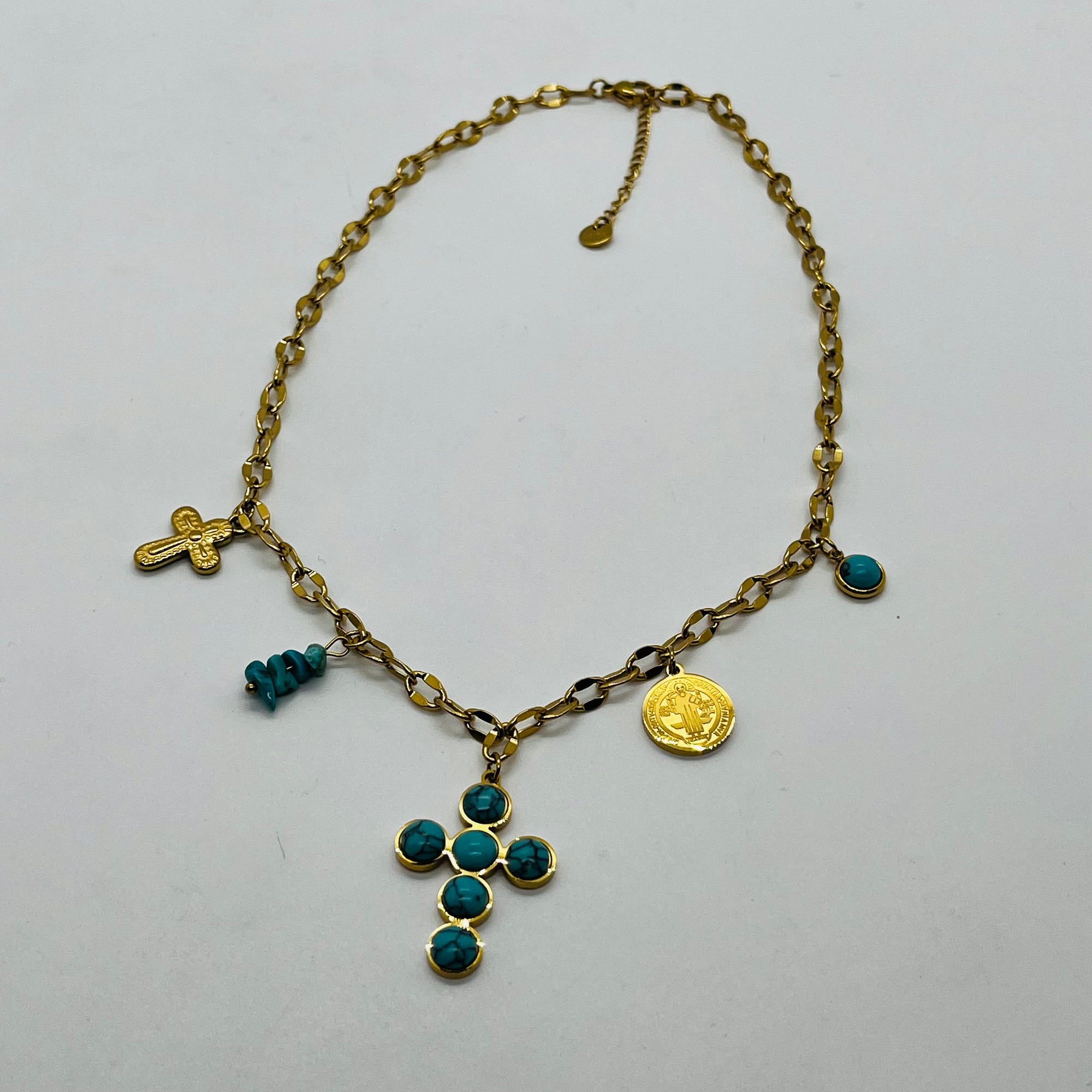 COLLANA CROCE TURCHESE